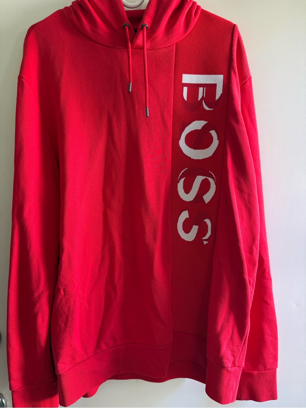Boss Red Men's Hoodie with Vertical Logo